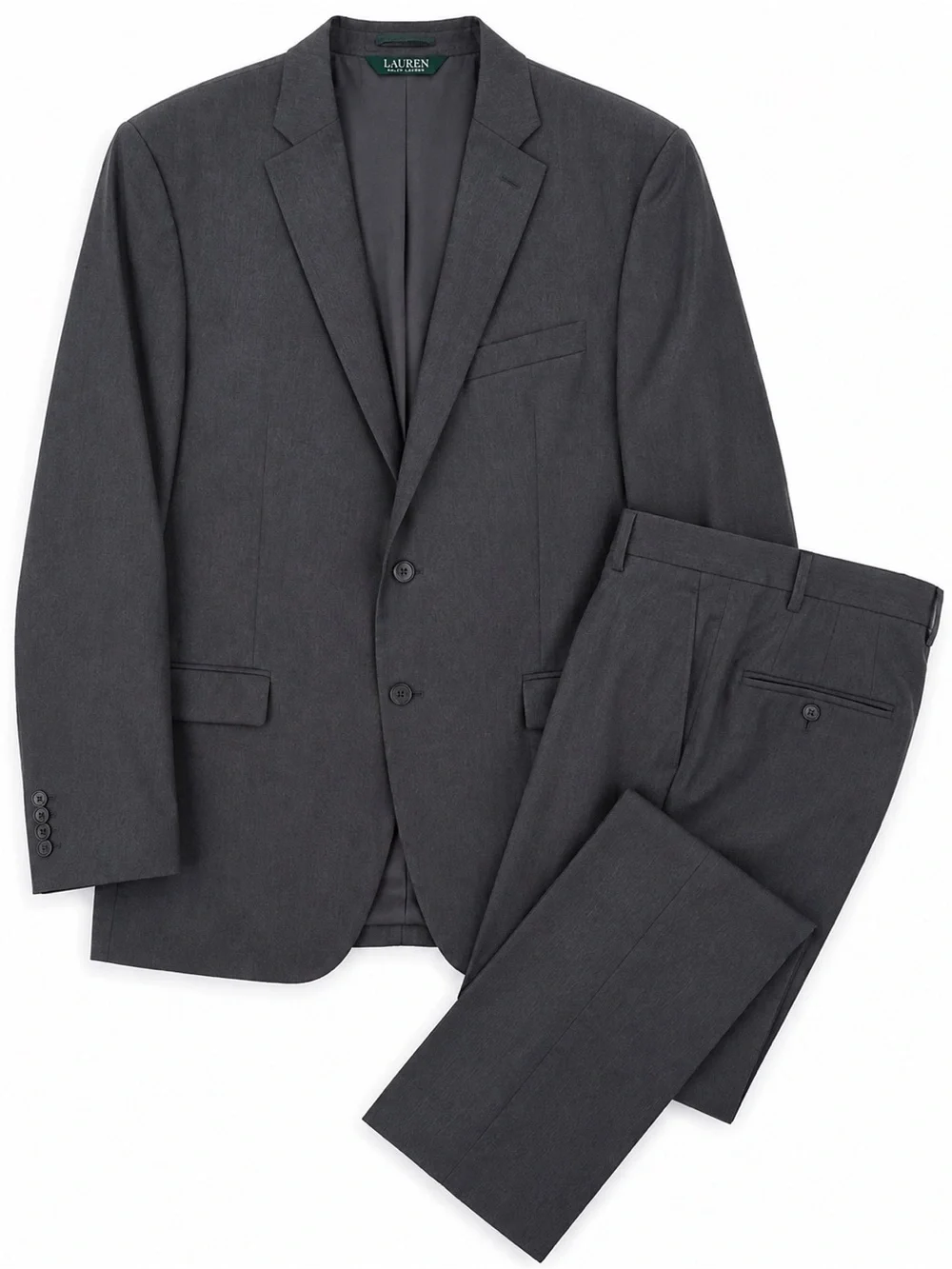 Lauren Ralph Lauren Men’s 44R 100% Wool Charcoal Gray 2 Piece Suit